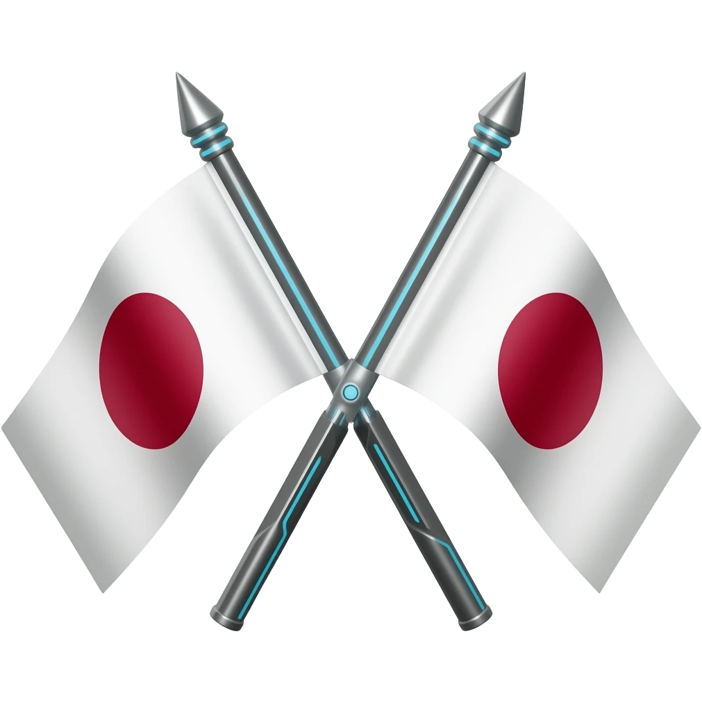 Crossed Japanese flags with futuristic details emoji