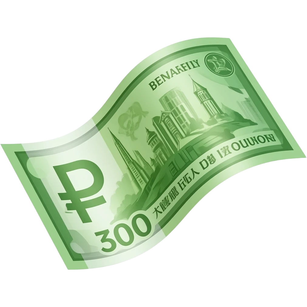 green rubles wavy smooth banknote minimalism emoji 3d perspective emoji