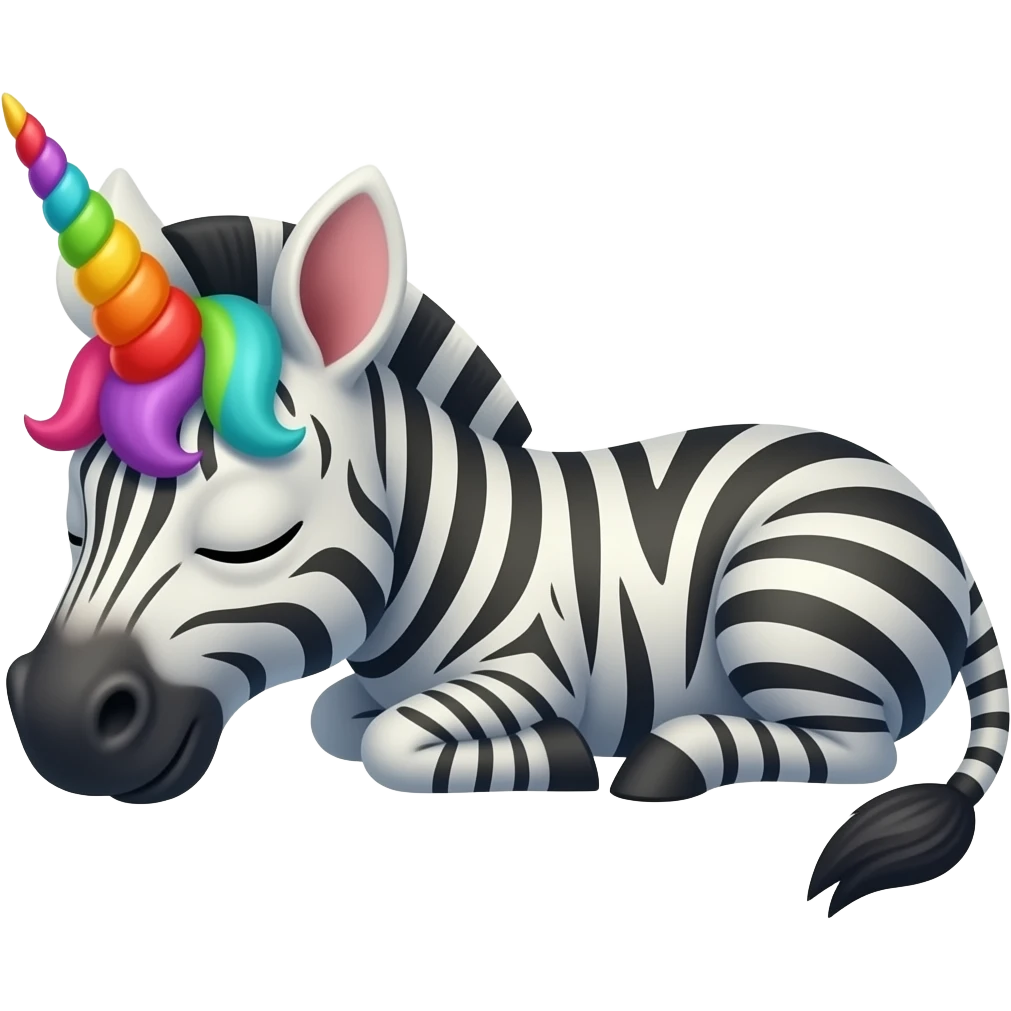 Zebra lying down Sleeping rainbow unicorn emoji