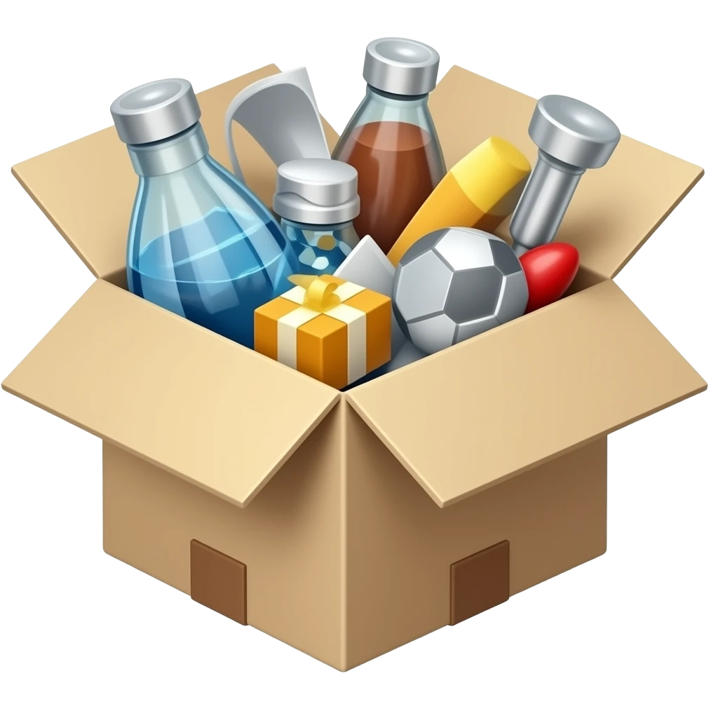 open box with random items inside funny emoji