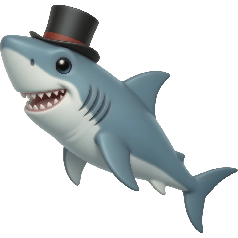 Shark with a top hat emoji