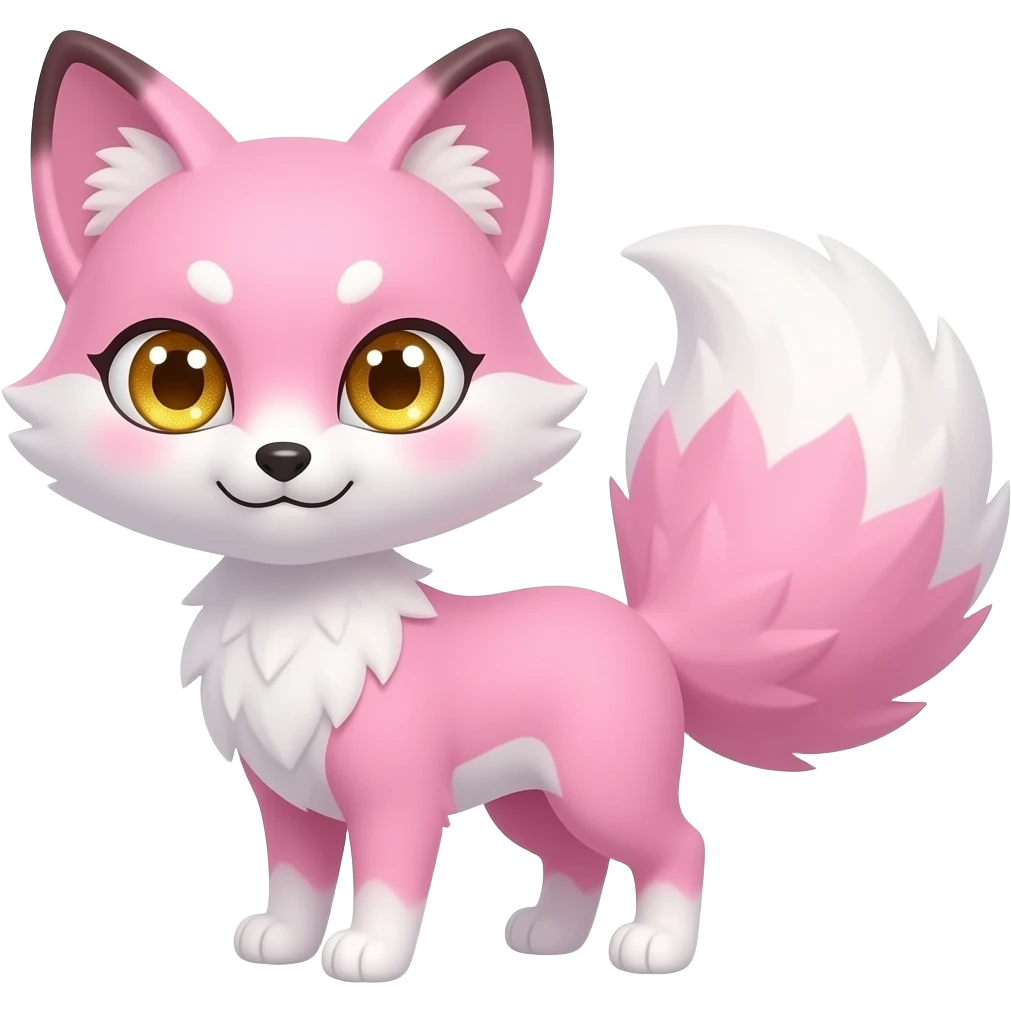 Sakura petite tall thin scrawny fawny golden-eyed sparkling glittering pastel pink and white oriental Kitsune-fox emoji