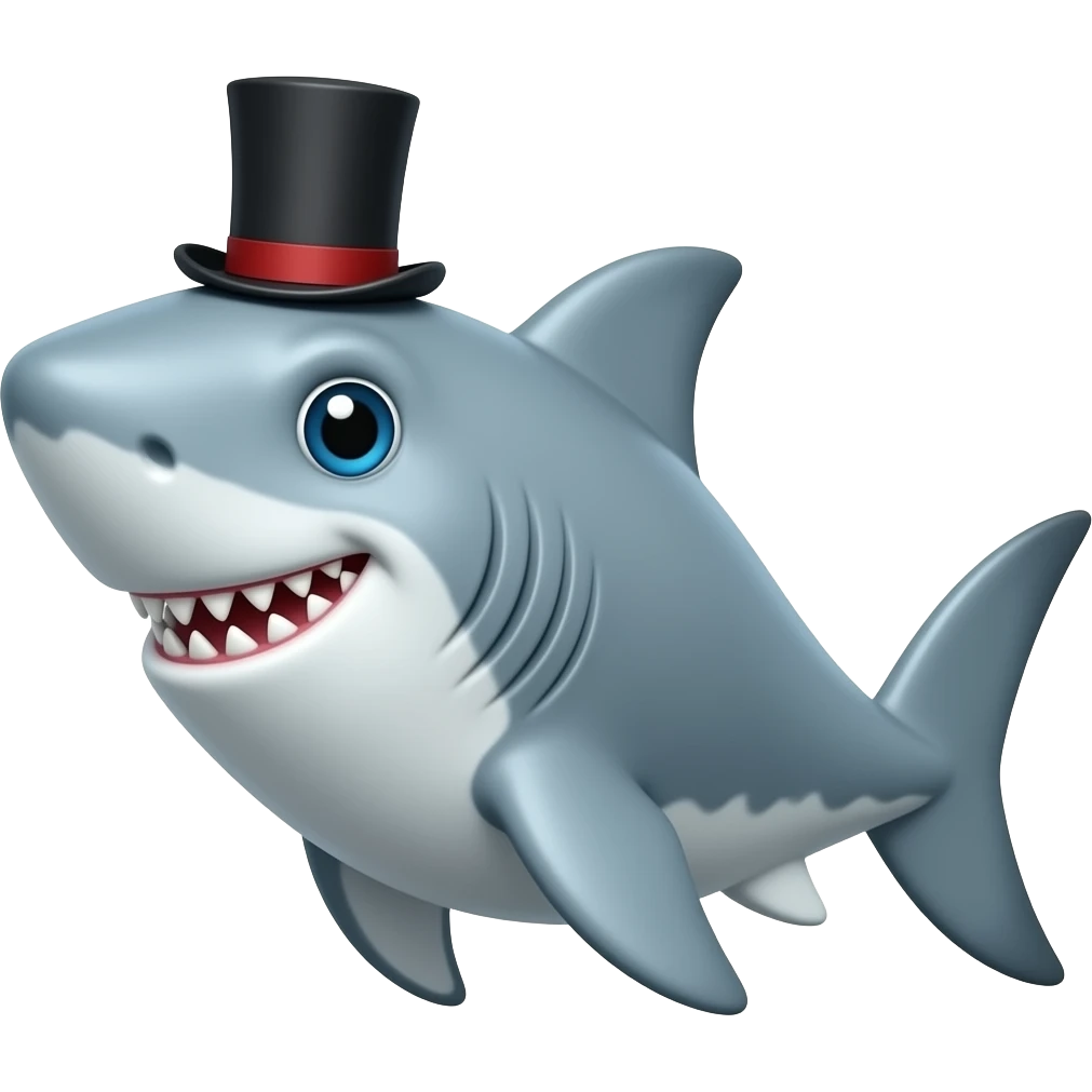 Shark with a top hat emoji