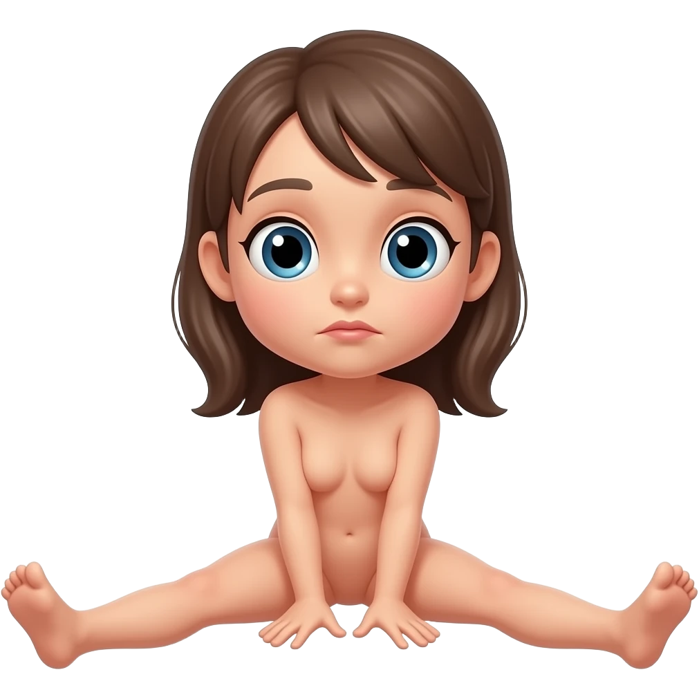 Naked girl spreading her legs as wide as possible to pee emoji