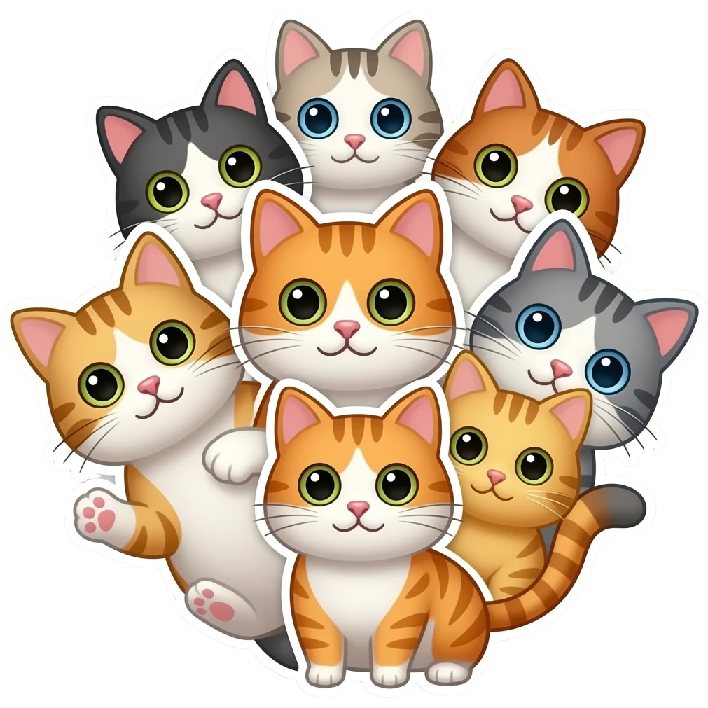 Funny cat sticker bundle emoji