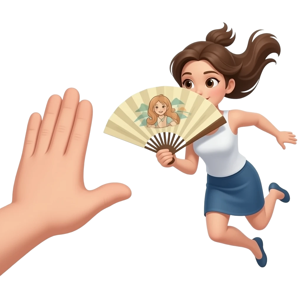 扇巴掌，把一个女性扇飞，表现出扇巴掌的动态 emoji