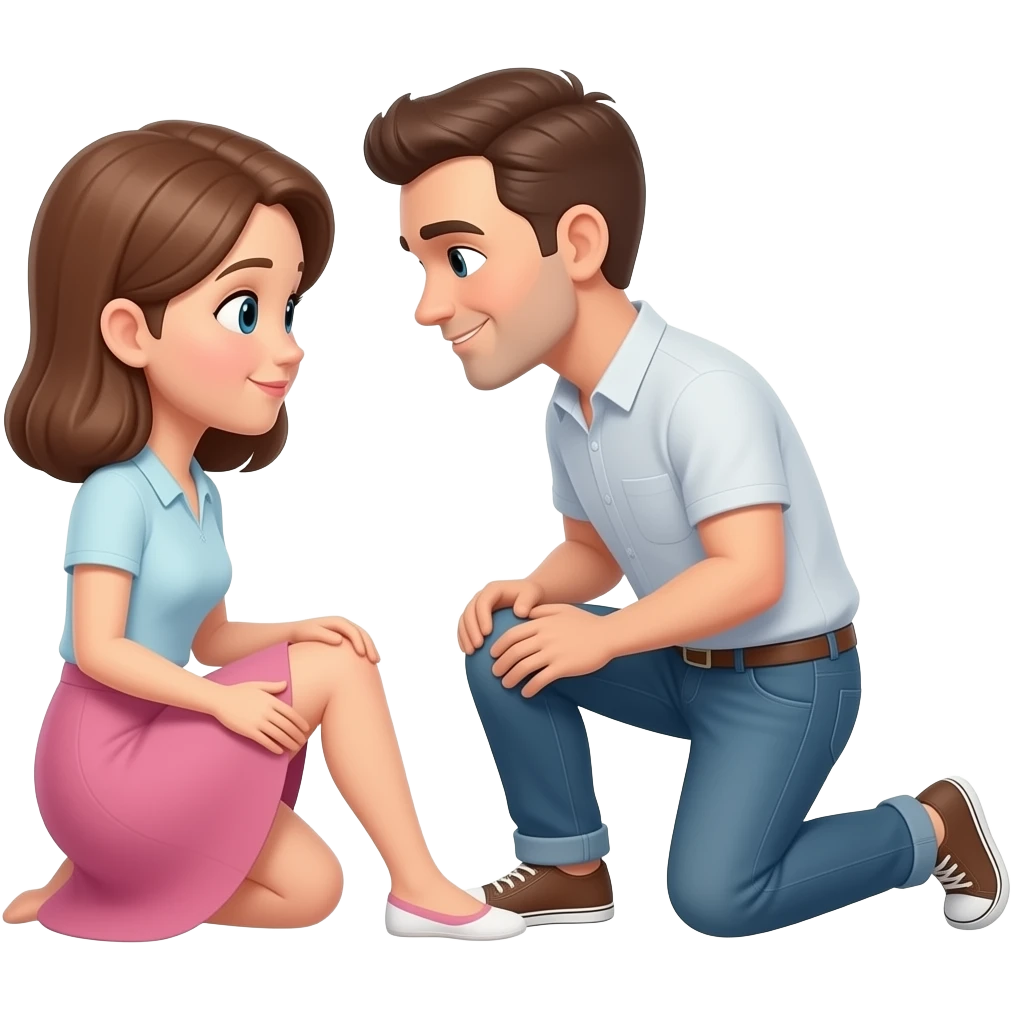 Man kneeling at woman’s feet emoji