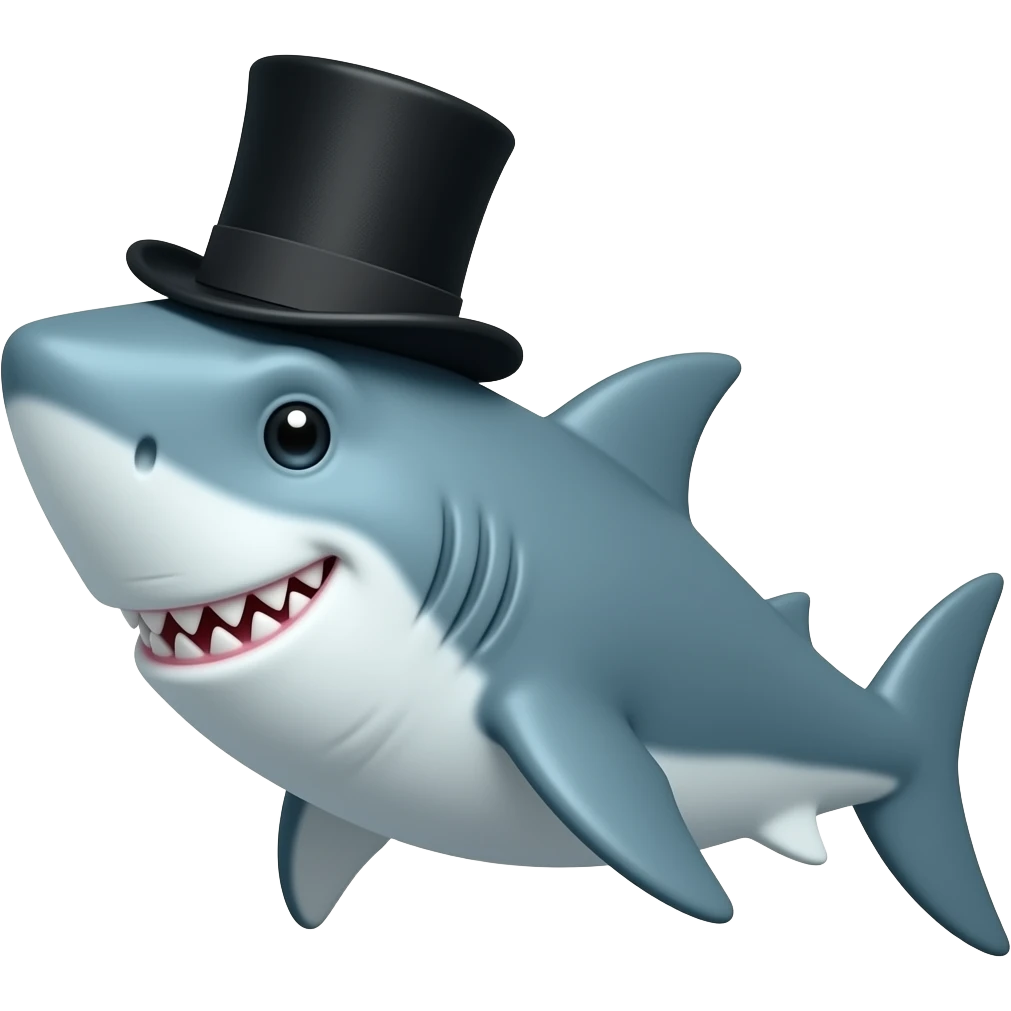 Shark with a top hat emoji