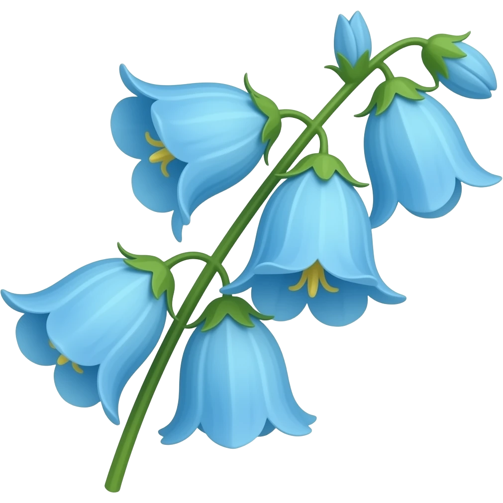 Sky teal colour Blue bells flowes emoji