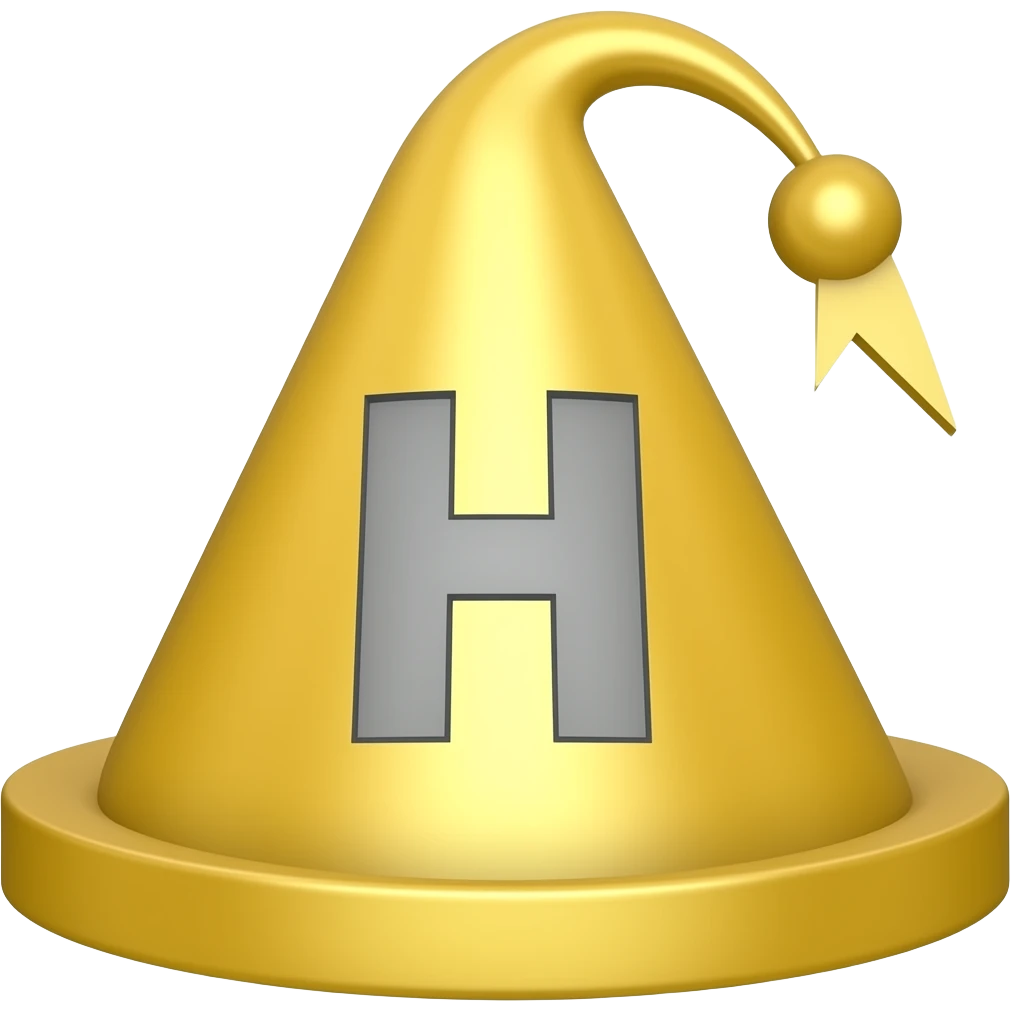 Yellow dunce cap with letters emoji