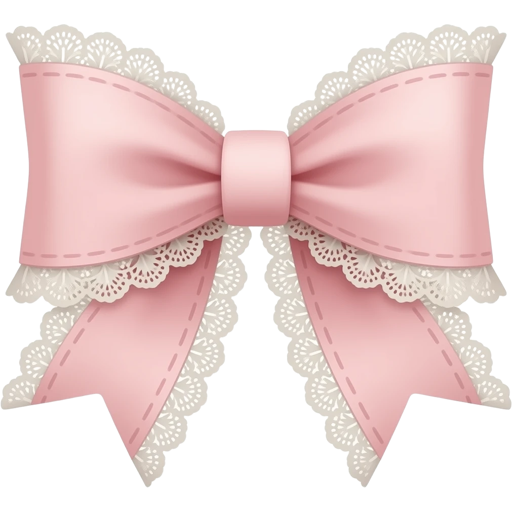 vintage rococo light pink bow with lace and frills emoji