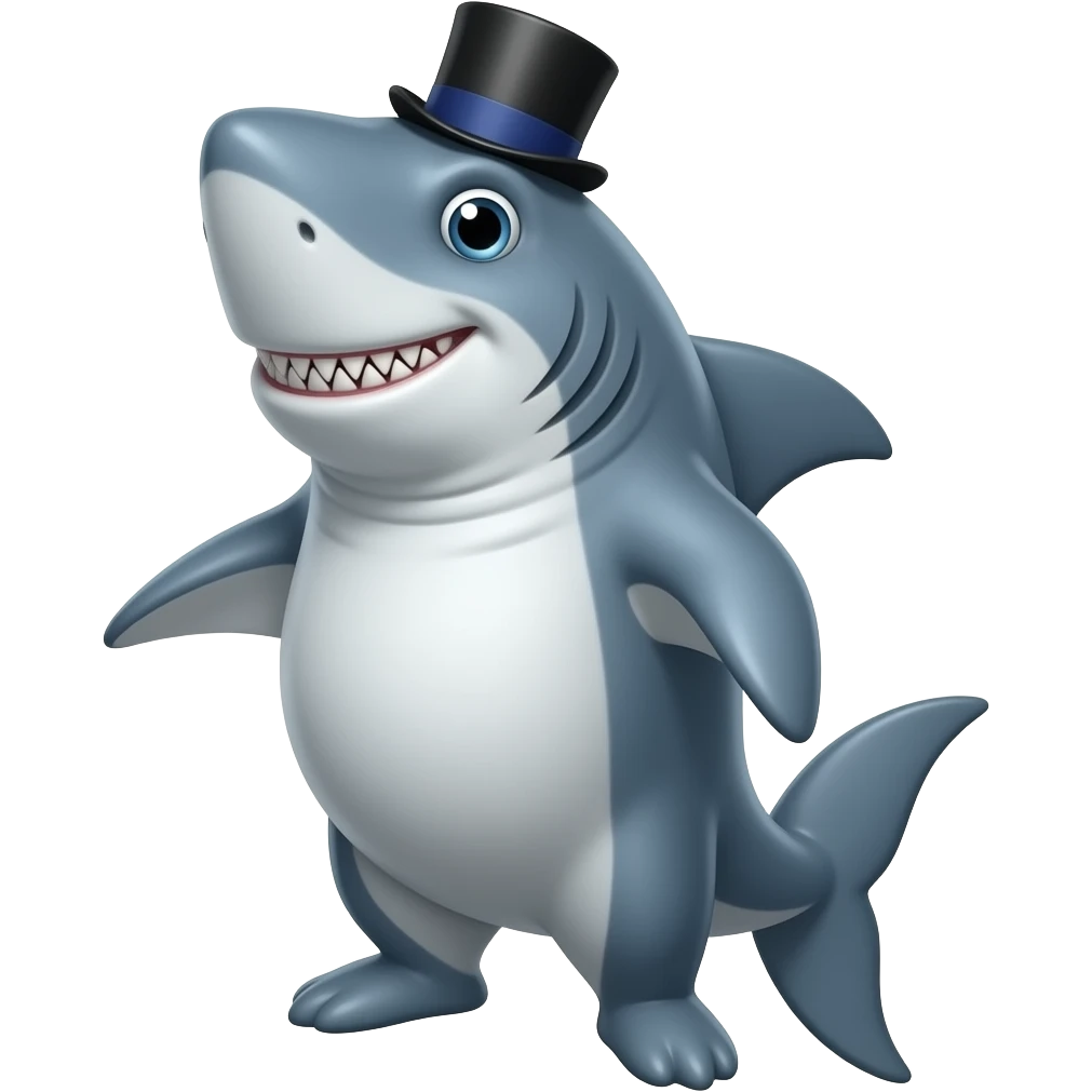 Shark with a top hat emoji