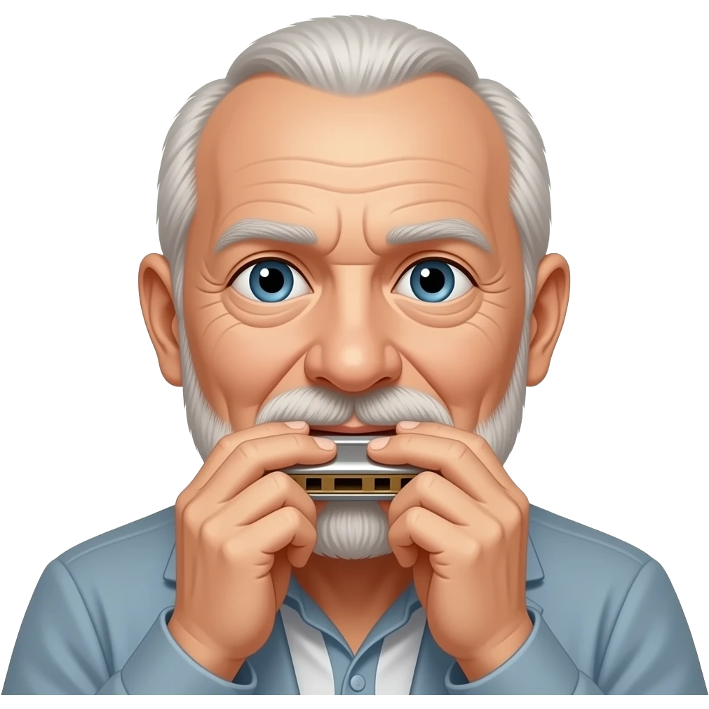 broat face old man few hair blues harmonica emoji