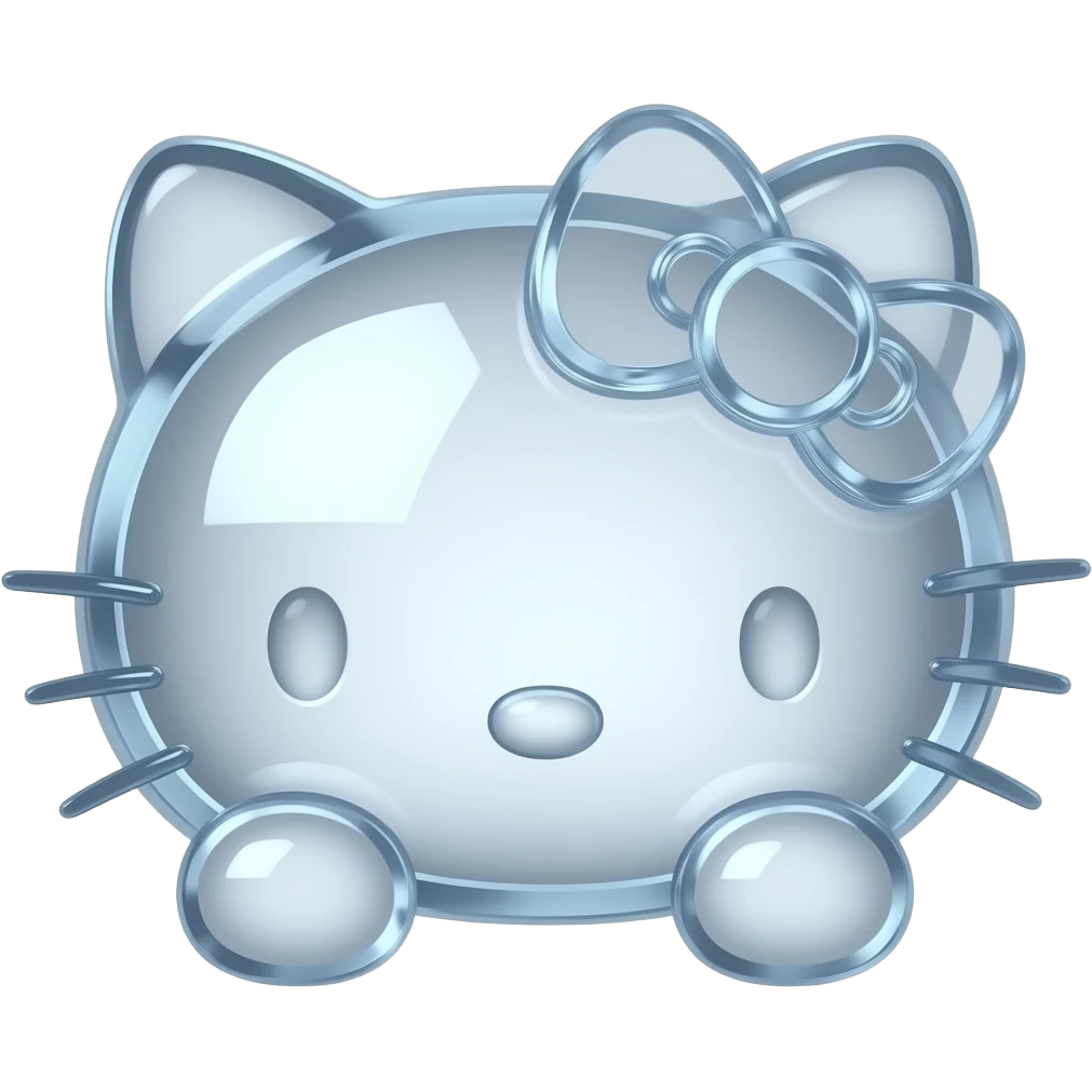 Translucent crystal glass hello Kitty head with front paws emoji