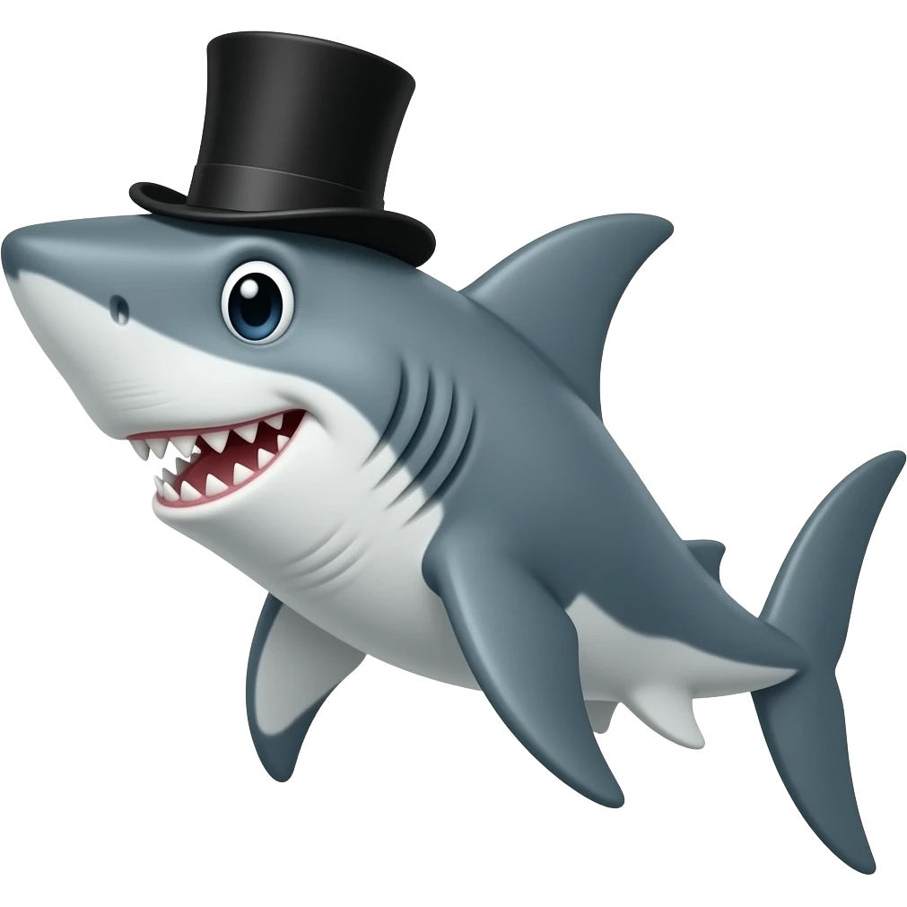 Shark with a top hat emoji
