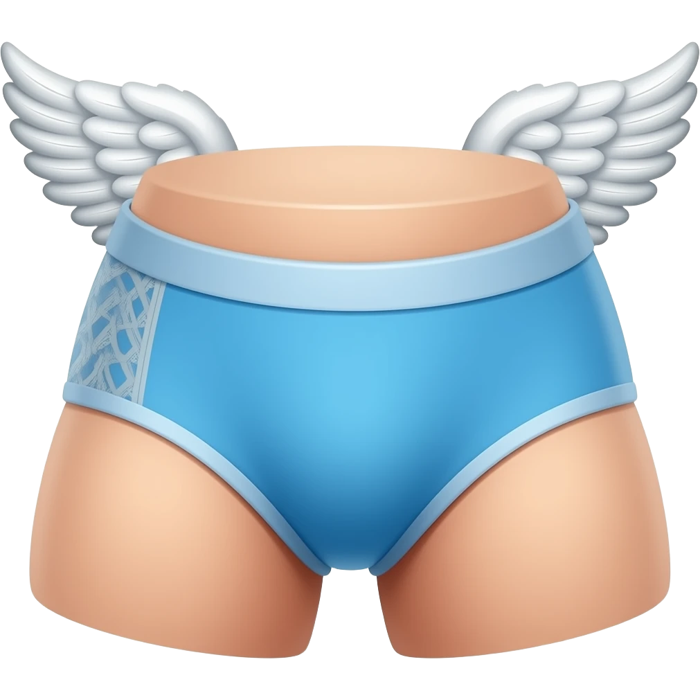 A blue under ware with wings emoji