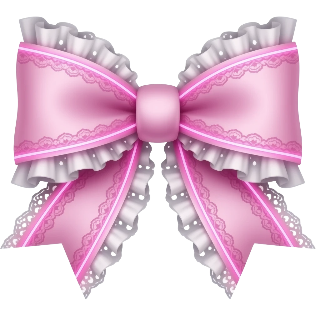 vintage rococo pink neon bow with lace and frills emoji