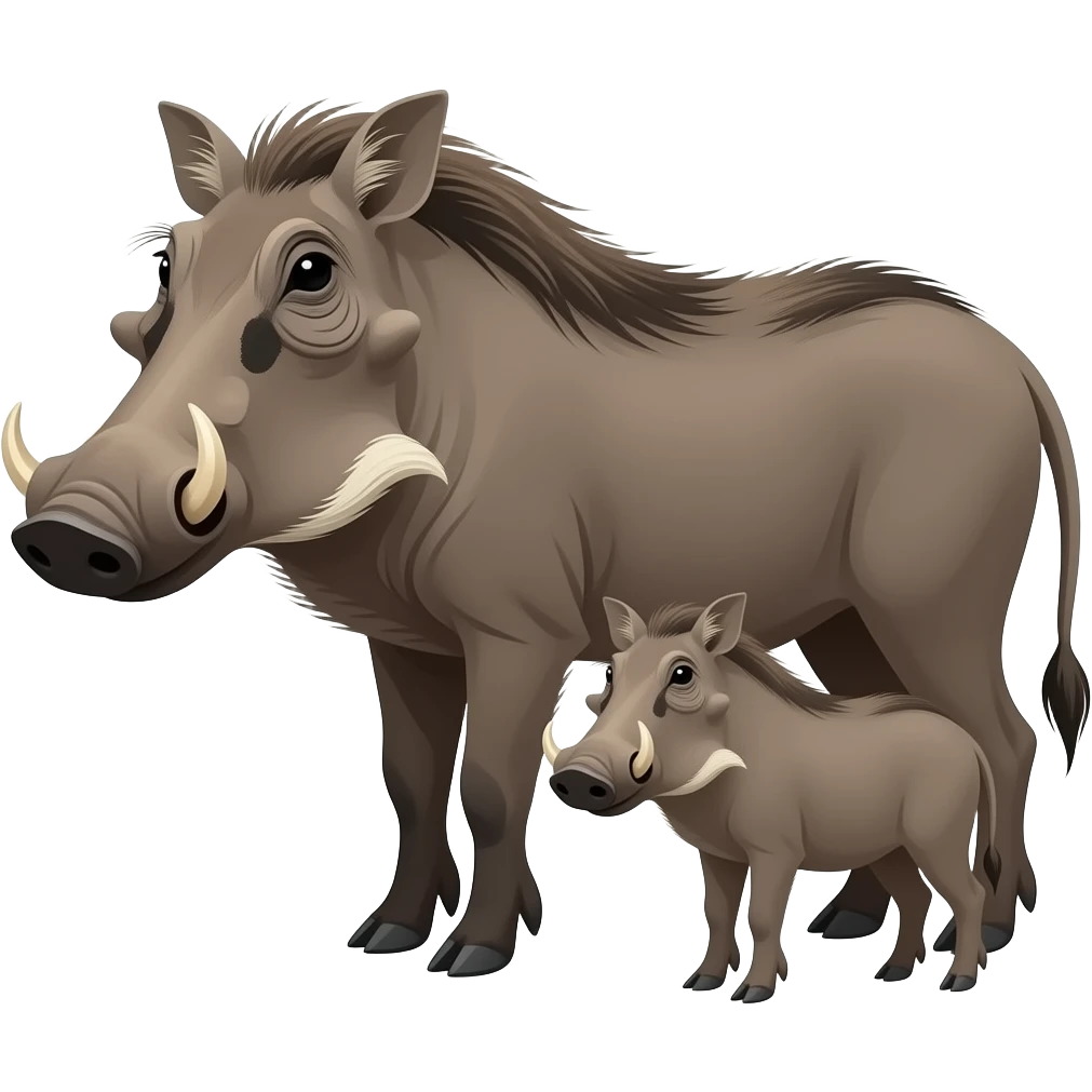 Warthog and wild warthog piglet emoji