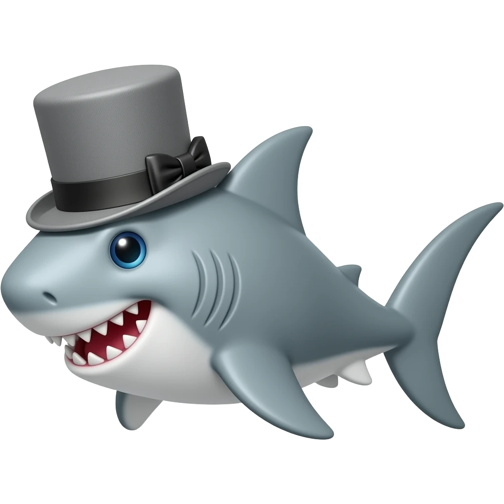 Shark with a top hat emoji