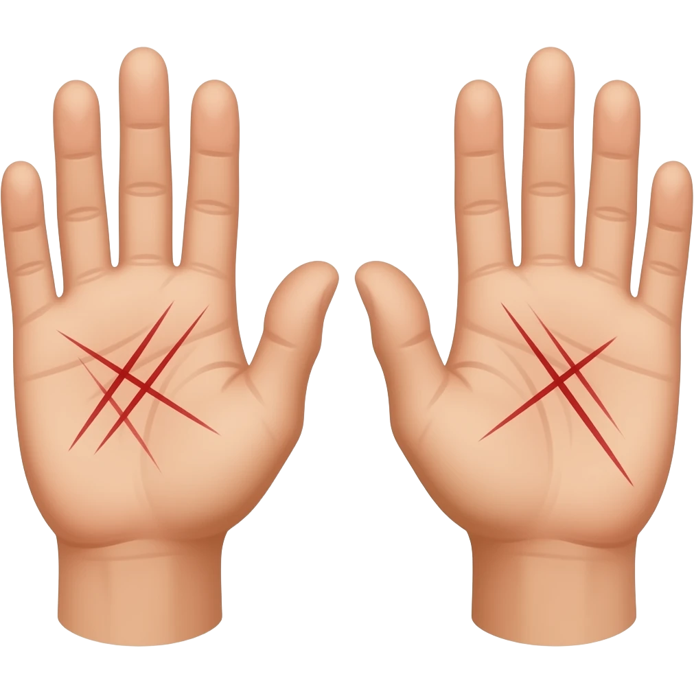 Red Scratches in both inner hands emoji
