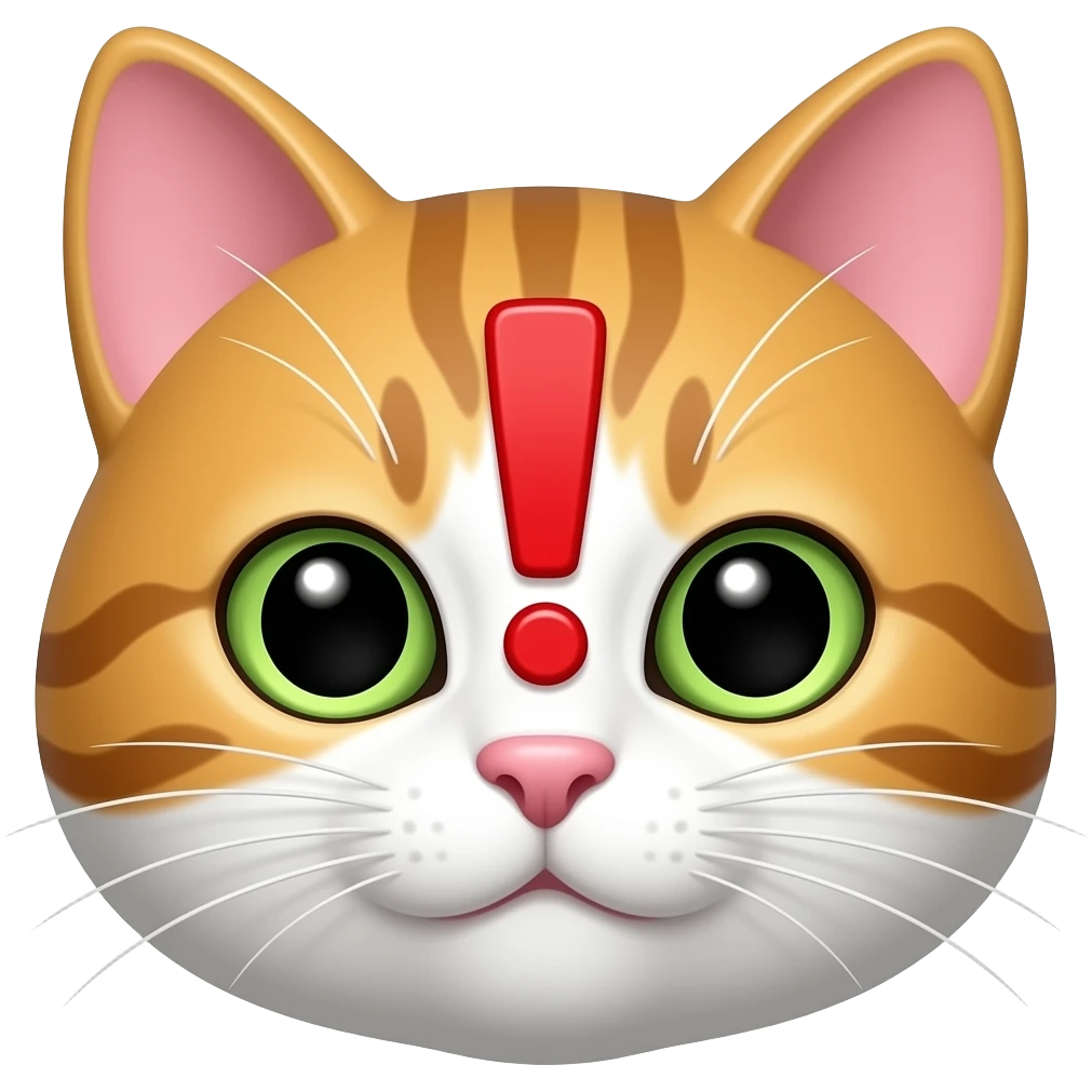 голова кота с красным восклицательным знаком слева emoji