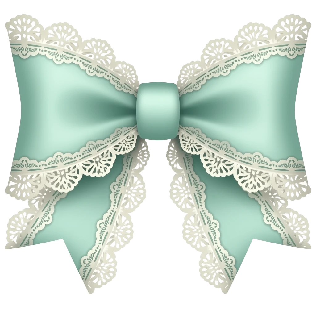 vintage rococo mint color bow with lace and frills emoji