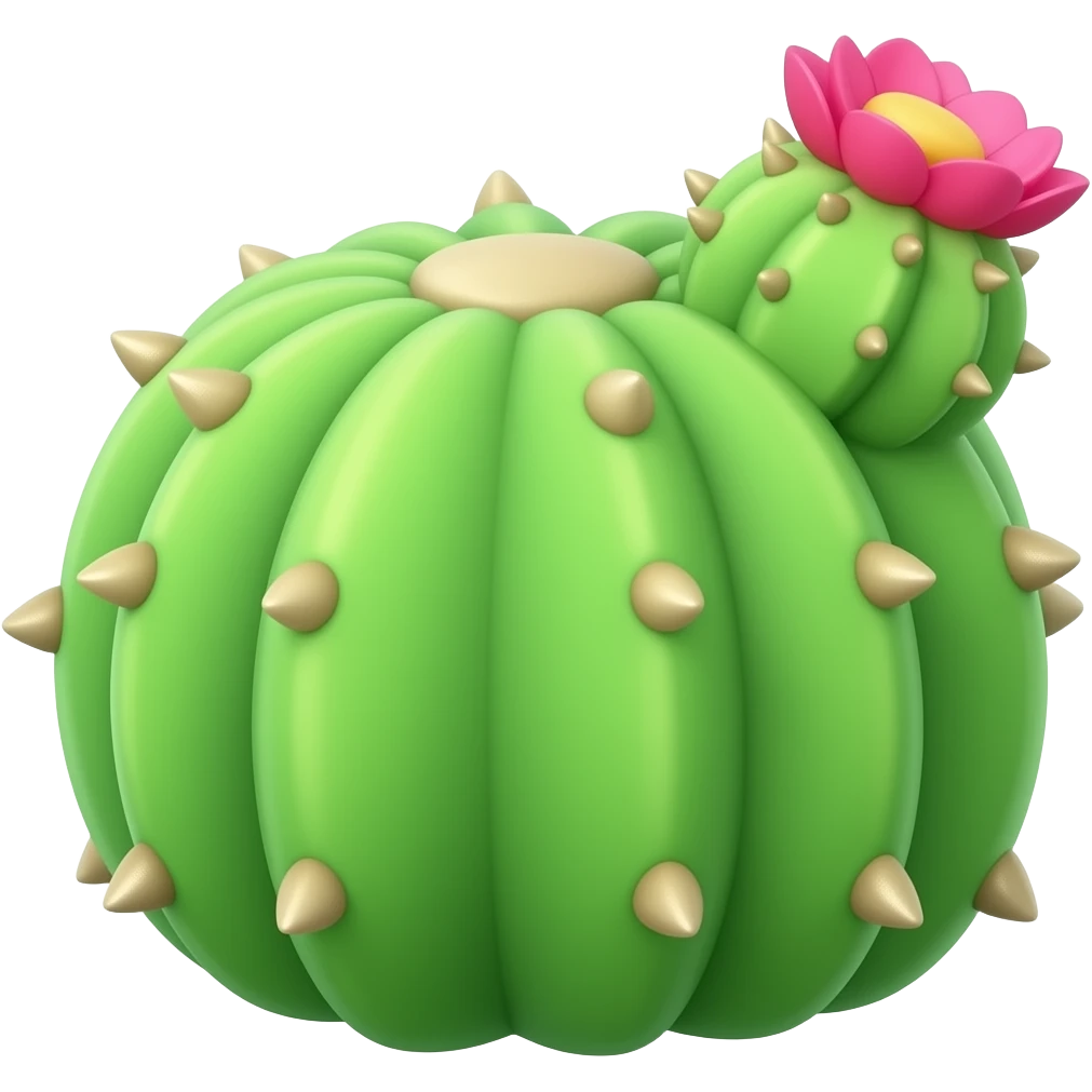 green cacti with a pink flower emoji