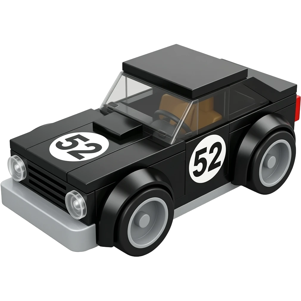 Lego style old black number 52 race car emoji