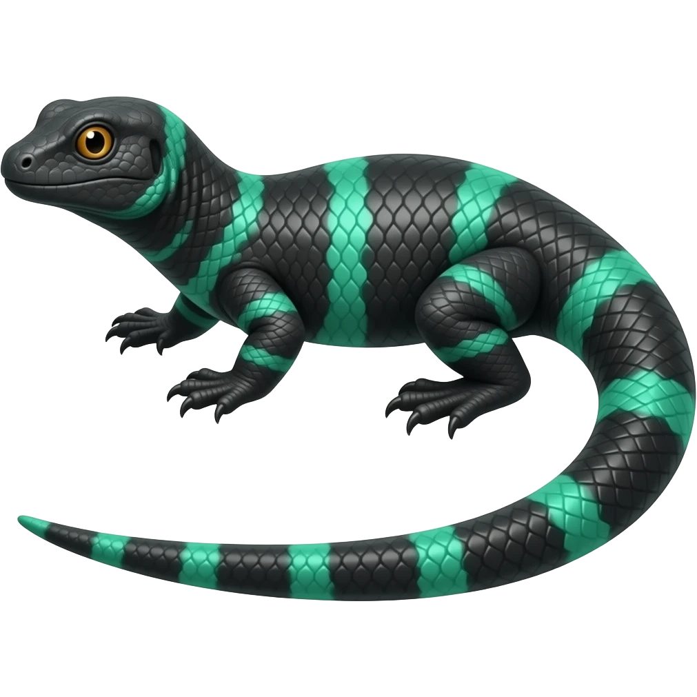 Cool edgy ancient black-scaled with neon-colored stripe markings emoji