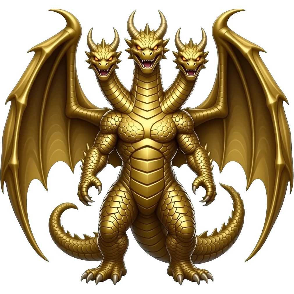 Ghidorah 3 headed golden dragon kaiju with wings emoji