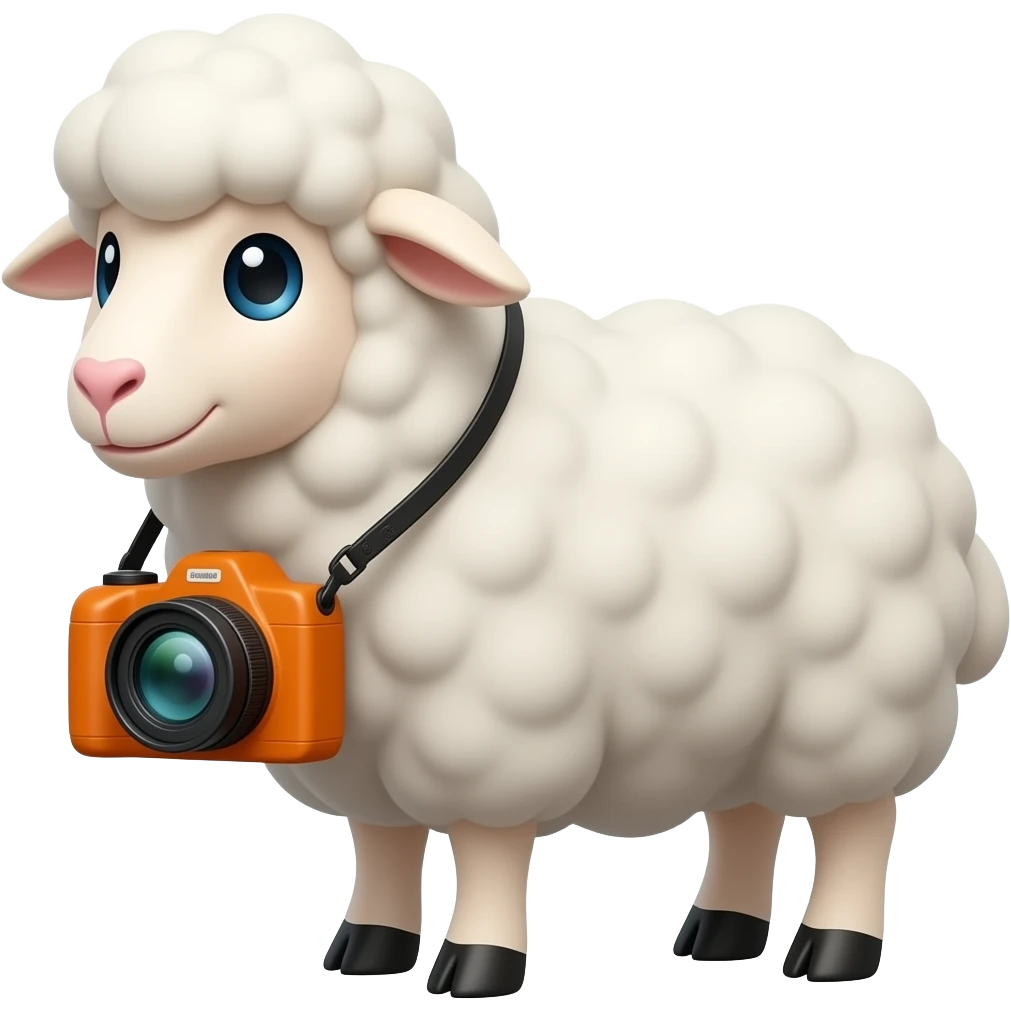 sheep with orange camera emoji