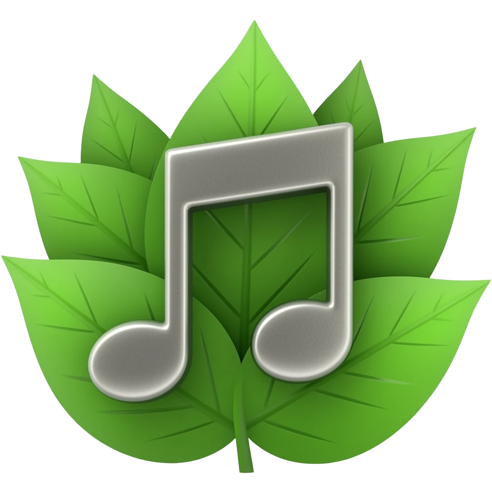 note de musique à 2 pattes, avec feuilles alentour, évoquant la nature emoji
