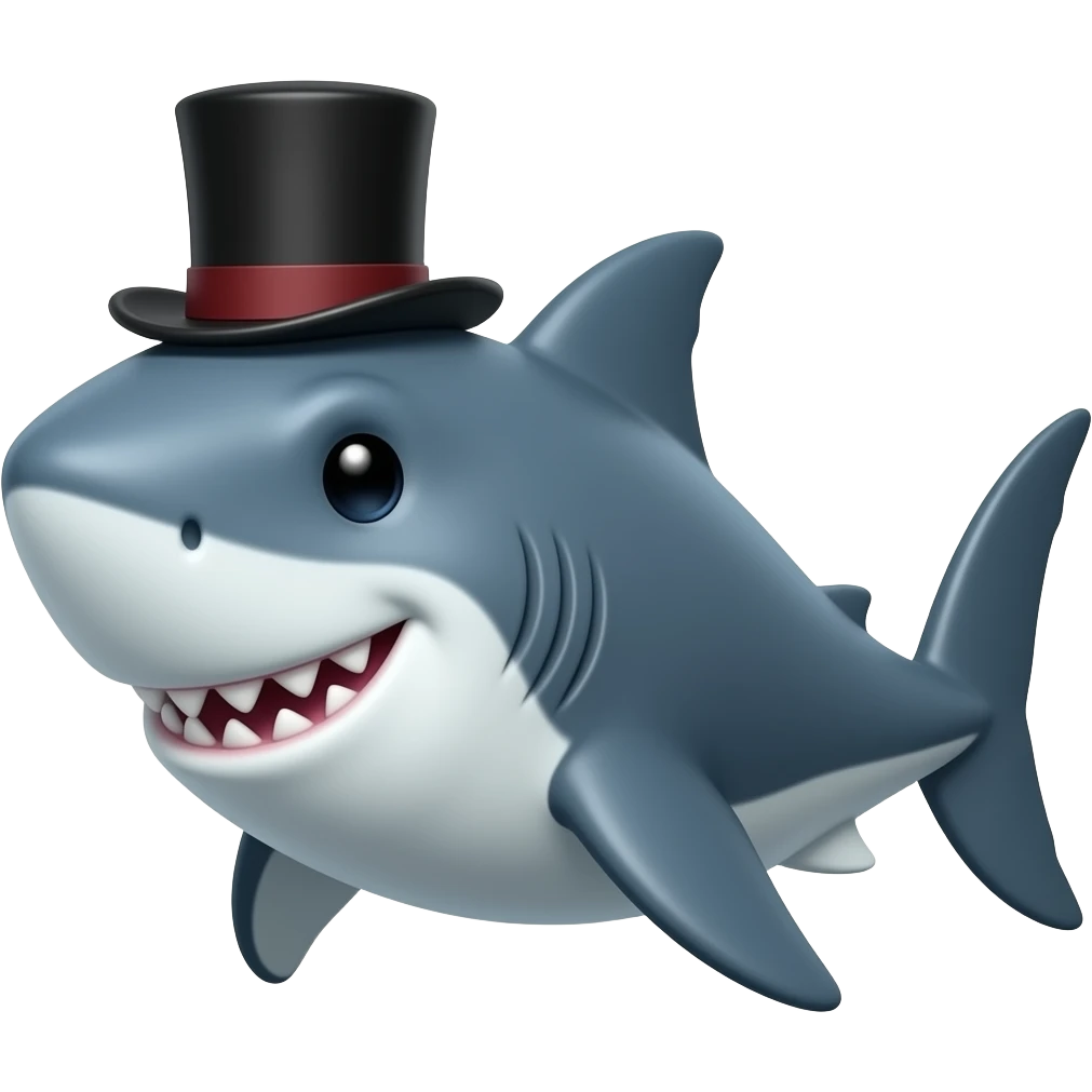 Shark with a top hat emoji