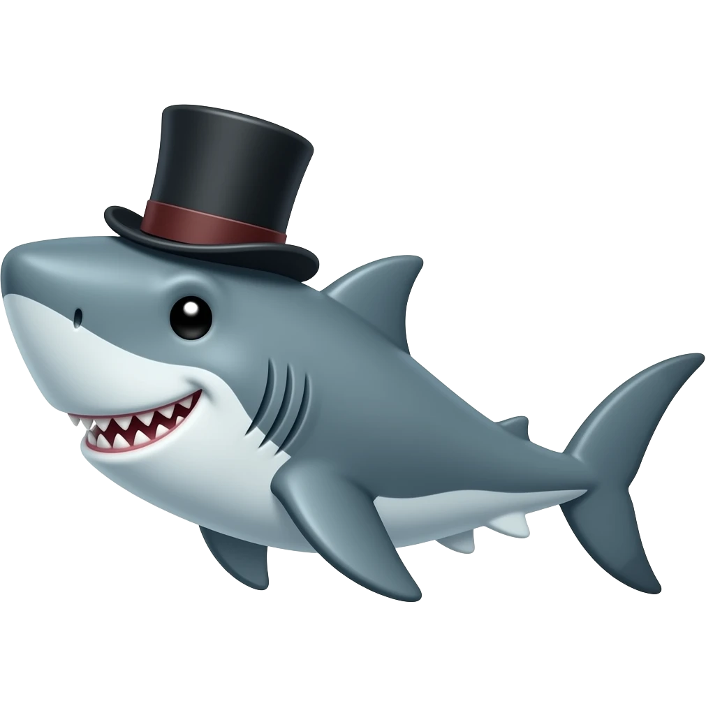 Shark with a top hat emoji