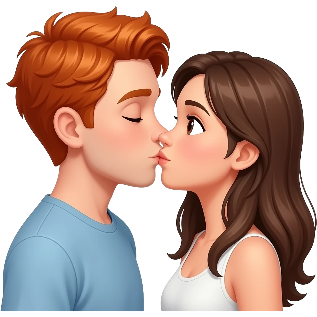 рыжий парень целует брюнетку emoji
