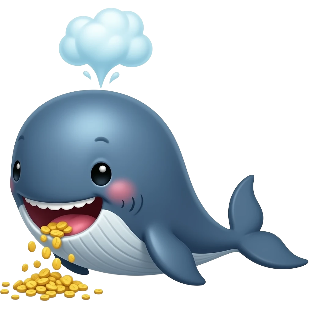 A dizzy and laughing whale on drugs emoji