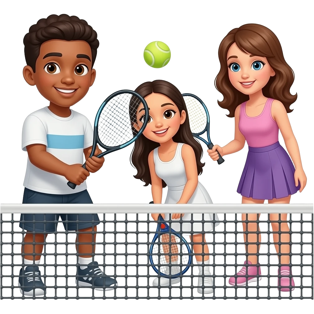Un garçon métisse et deux brunes un peu bronzer qui joue au padel emoji