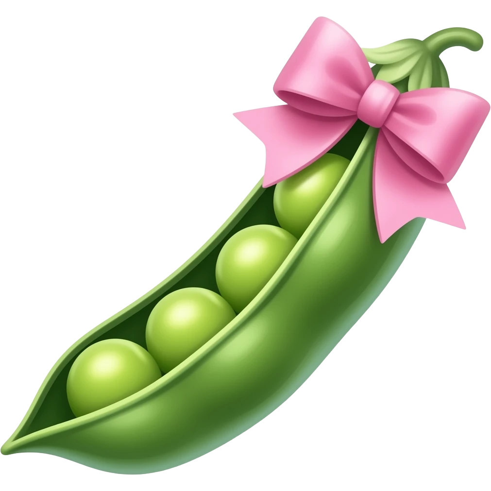 A pea with a pink bow emoji