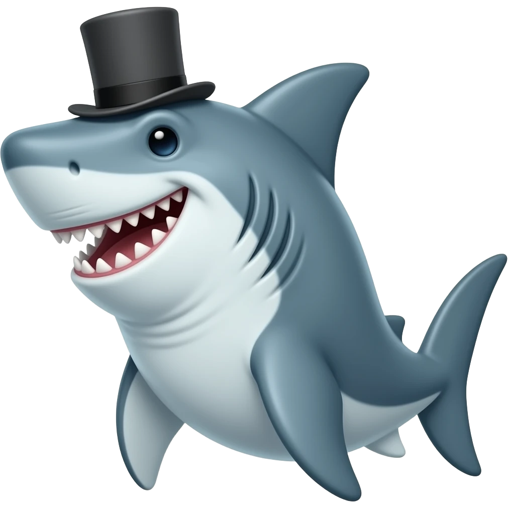 Shark with a top hat emoji