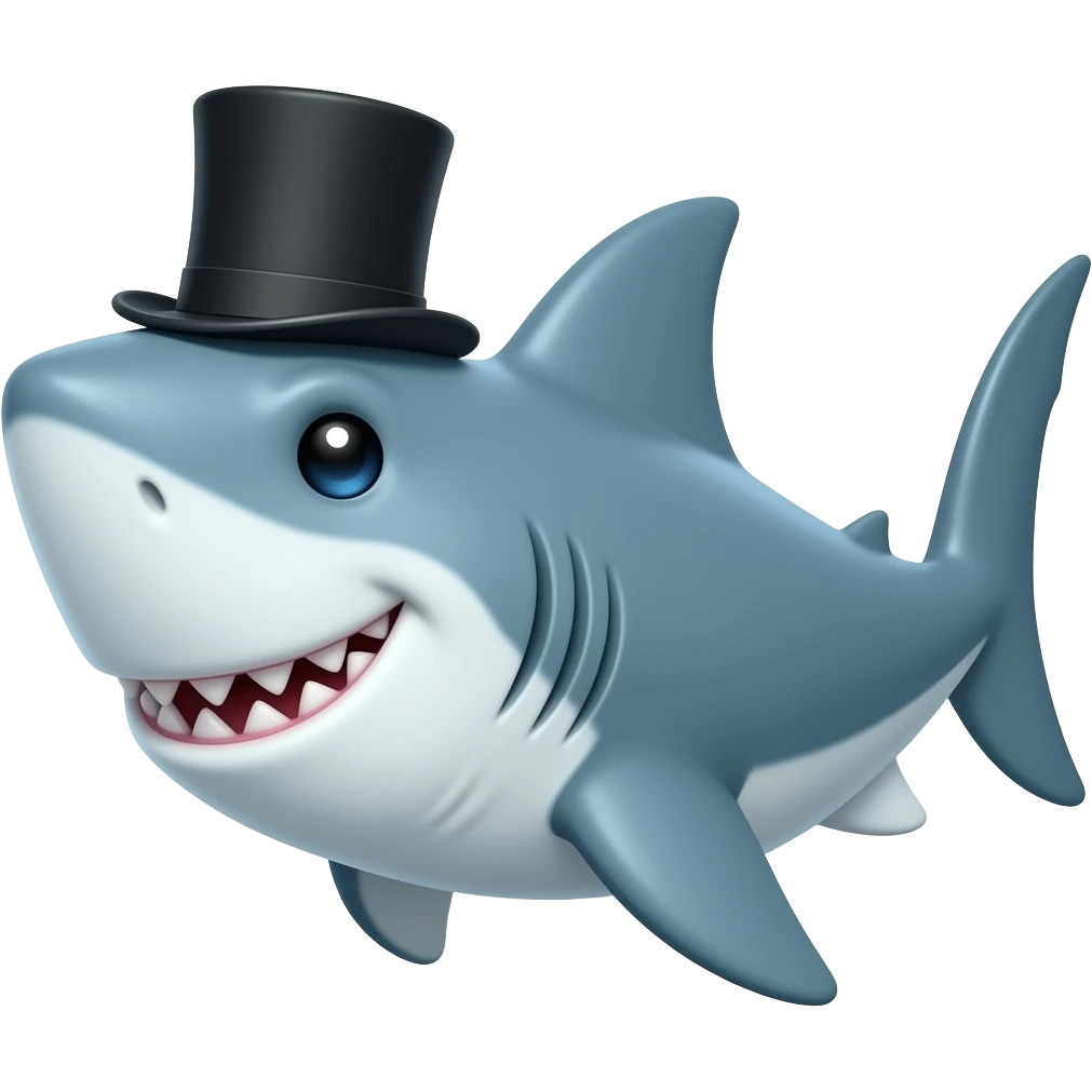 Shark with a top hat emoji