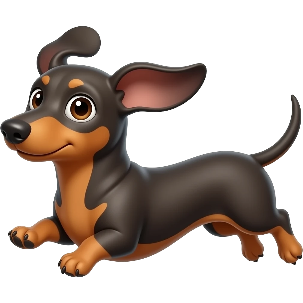 whimsical jumping dachshund wide eyes full body emoji