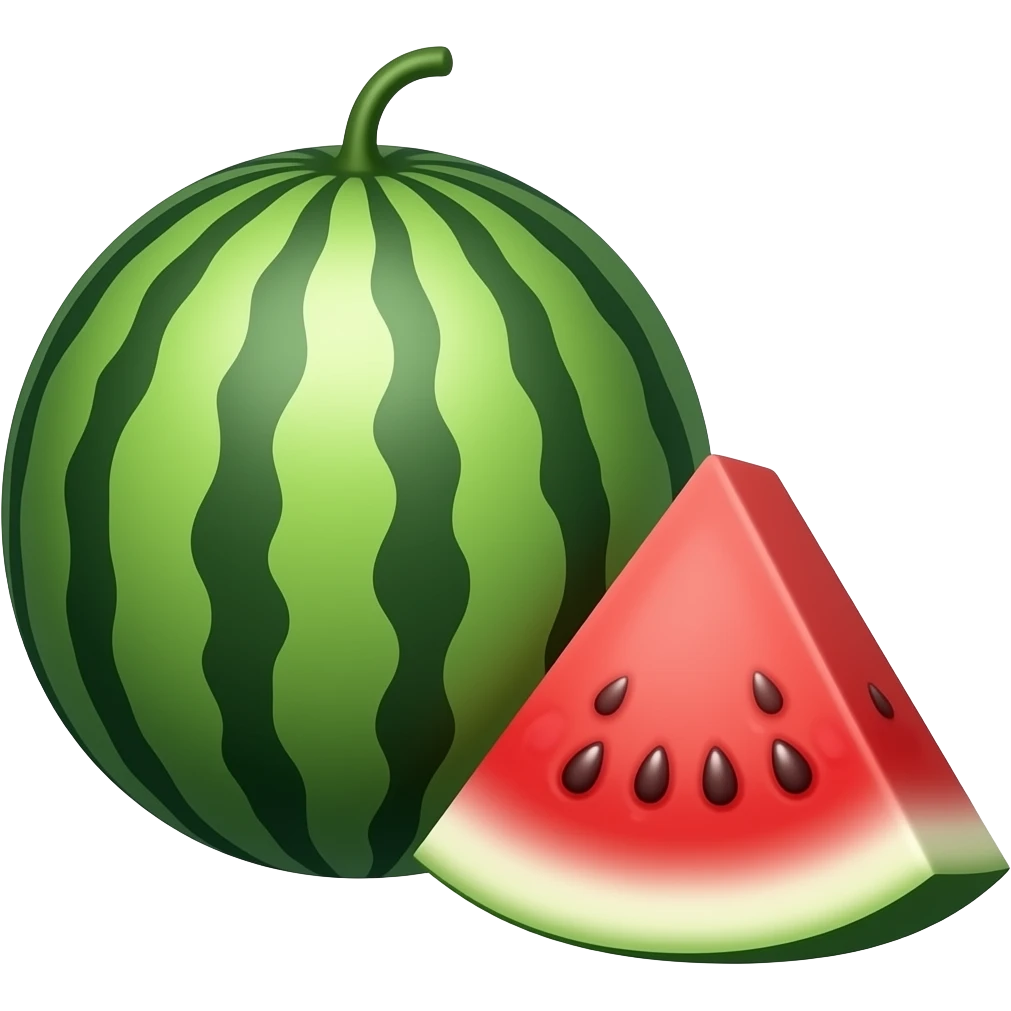 ripe whole and one triangular watermelon emoji