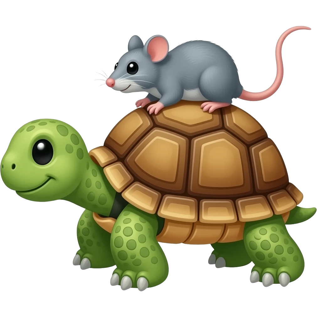 Turtle with rat on back emoji