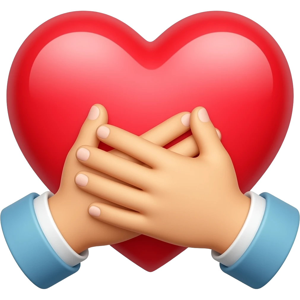 Обнятое сердце мужскими руками emoji