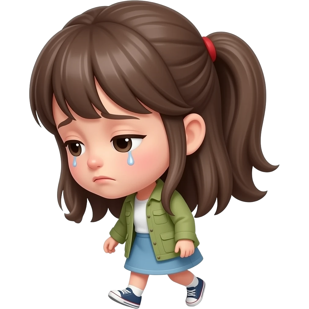 sad girl walking with head down emoji