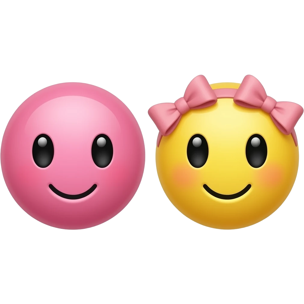 A emoli that is a pink smile face only the eyes and mouth and the face is butter yellow and it has a bow on it emoji