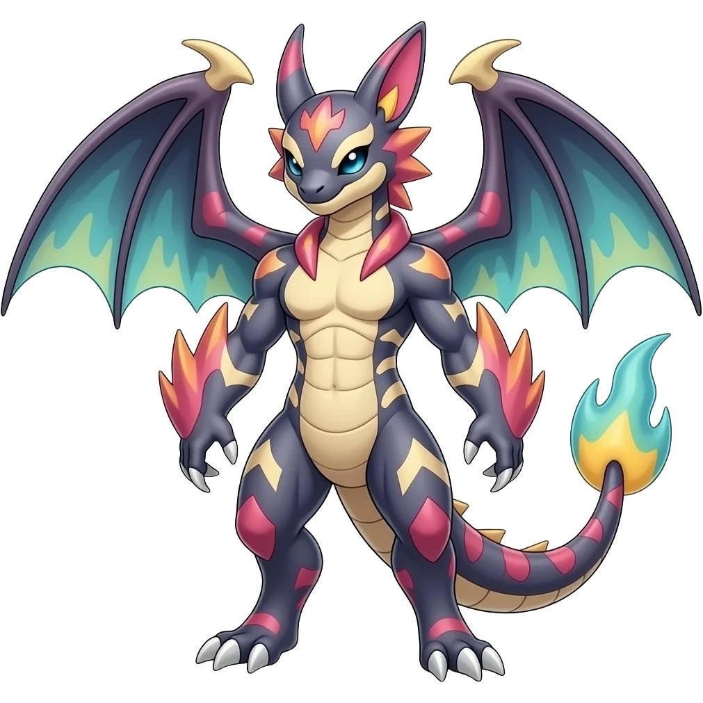 Gabite-ExVeemon-Latias-Flamedramon-fusion-Fakémon-hybrid-creature, Full body emoji