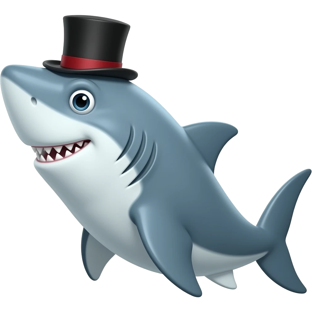 Shark with a top hat emoji