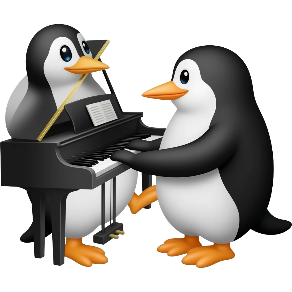 penguin playing piano emoji