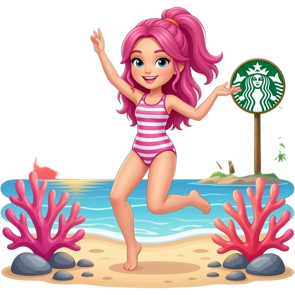 In sauna swimsuit and pink and white stripes photo in the stone age sunset beach A pink Mrs girl dancing pink caveman hawaiian wears a pink white Brown hair and pink dots in white gradient swimsuit white dots and pink big dots and white pink gradient corals and starbucks one piece swimsuit emoji